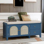 Retro Shoe Storage Bench with Drawers and Cushion for Entryway or Living Room Organization