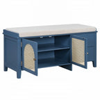 Retro Shoe Storage Bench with Drawers and Cushion for Entryway or Living Room Organization
