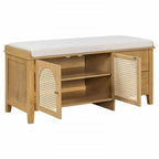 Retro Shoe Storage Bench with Drawers and Cushion for Entryway or Living Room Organization