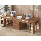 96.5 Computer Desk 3 Drawers Home Office Desk 8 Open Shelves