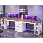 96.5 Computer Desk 3 Drawers Home Office Desk 8 Open Shelves