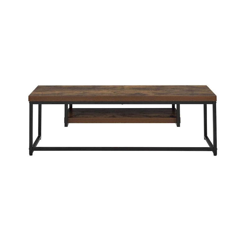 Oak Industrial Style 47 TV Stand with Storage Shelf and Metal Legs for Living Room