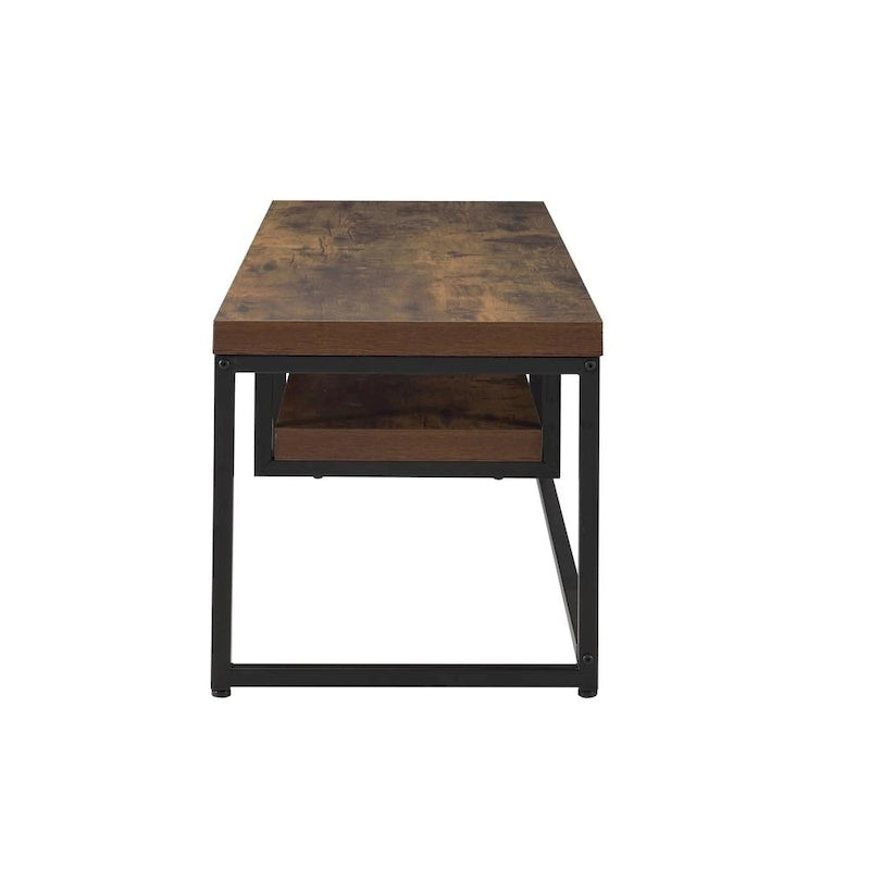 Oak Industrial Style 47 TV Stand with Storage Shelf and Metal Legs for Living Room