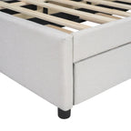 Beige Linen Platform Bed - Full Size with Trundle & Drawers