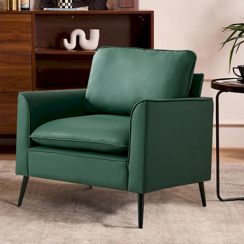 Green Modern 25.99 Upholstered Accent Chair with Waist Pillows and Soft Cushions