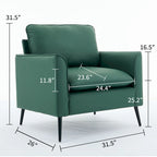 Green Modern 25.99 Upholstered Accent Chair with Waist Pillows and Soft Cushions