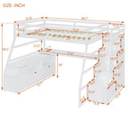 Full Pine Loft Bed with Desk and Storage