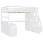 Full Pine Loft Bed with Desk and Storage