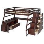 Full Pine Loft Bed with Desk and Storage