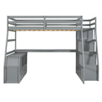 Full Pine Loft Bed with Desk and Storage