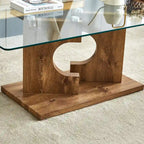 47.2 Modern Rectangular Coffee Table with Tempered Glass Tabletop and MDF Legs