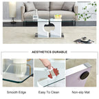 47.2 Modern Rectangular Coffee Table with Tempered Glass Tabletop and MDF Legs