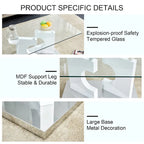 47.2 Modern Rectangular Coffee Table with Tempered Glass Tabletop and MDF Legs