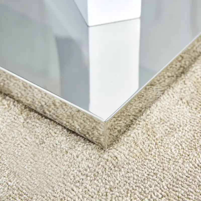 47.2 Modern Rectangular Coffee Table with Tempered Glass Tabletop and MDF Legs