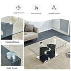 47.2 Modern Rectangular Coffee Table with Tempered Glass Tabletop and MDF Legs