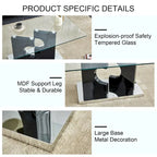 47.2 Modern Rectangular Coffee Table with Tempered Glass Tabletop and MDF Legs