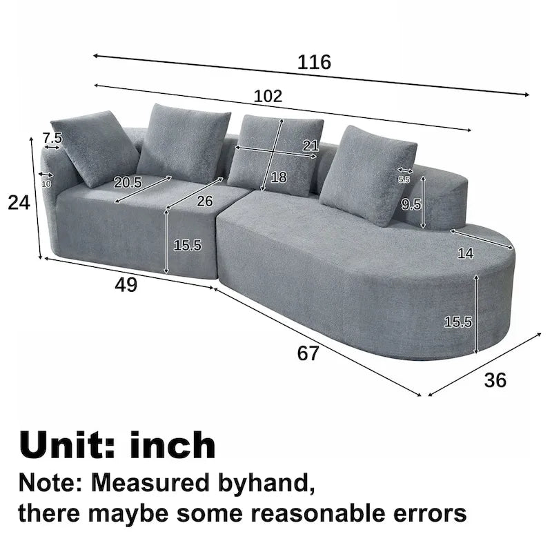Christopher Knight Home - Olivia Curved Foam Sofa Set - 116L