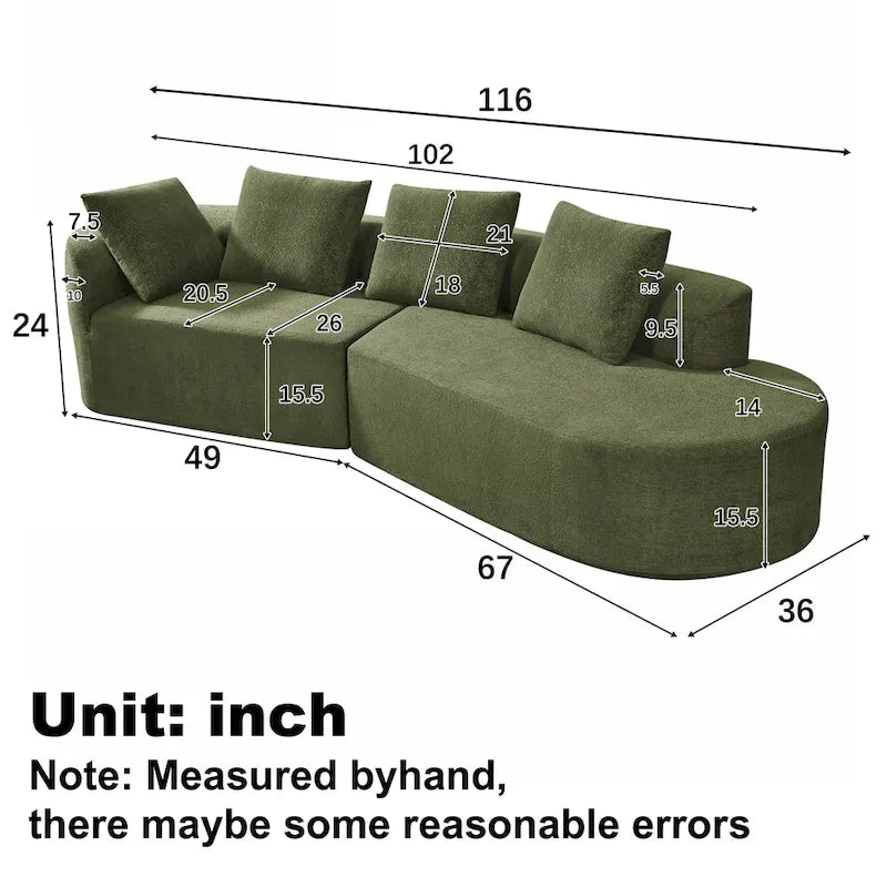Christopher Knight Home - Olivia Curved Foam Sofa Set - 116L