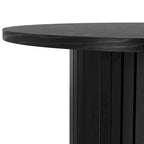Round Tambour End Table, Mid-Century Modern Small Side Table for Living Room, Bedroom