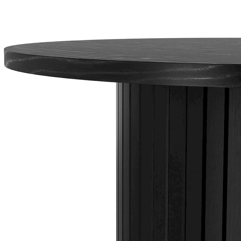 Round Tambour End Table, Mid-Century Modern Small Side Table for Living Room, Bedroom