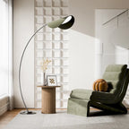 Round Tambour End Table, Mid-Century Modern Small Side Table for Living Room, Bedroom