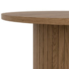 Round Tambour End Table, Mid-Century Modern Small Side Table for Living Room, Bedroom