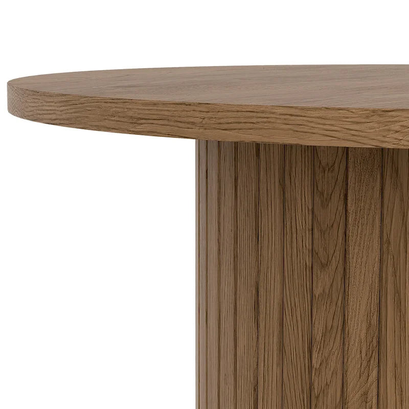 Round Tambour End Table, Mid-Century Modern Small Side Table for Living Room, Bedroom