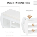 Retro Multifunctional Storage Bench with Cushion and Curved Side Panel