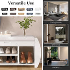 Retro Multifunctional Storage Bench with Cushion and Curved Side Panel