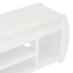 Retro Multifunctional Storage Bench with Cushion and Curved Side Panel