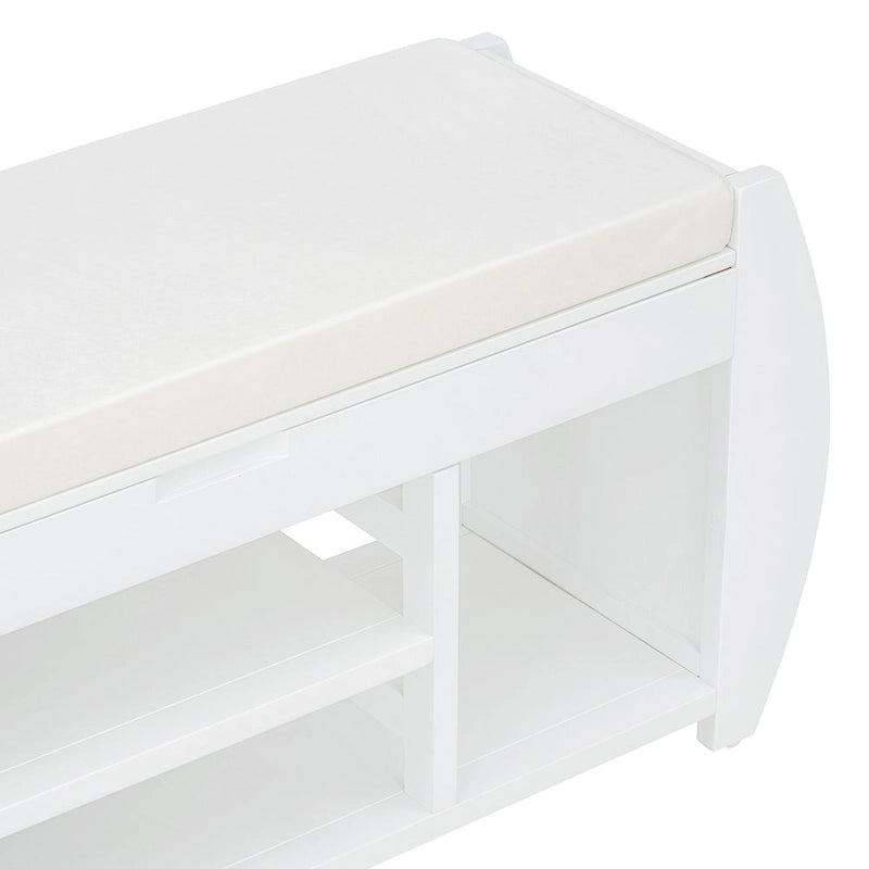 Retro Multifunctional Storage Bench with Cushion and Curved Side Panel