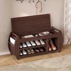 Retro Multifunctional Storage Bench with Cushion and Curved Side Panel