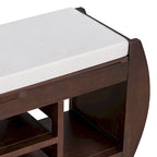 Retro Multifunctional Storage Bench with Cushion and Curved Side Panel