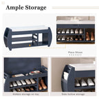 Retro Multifunctional Storage Bench with Cushion and Curved Side Panel