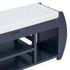 Retro Multifunctional Storage Bench with Cushion and Curved Side Panel