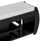 Retro Multifunctional Storage Bench with Cushion and Curved Side Panel