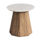 Round Marble Top Coffee Table - 19.5 - Brown and White