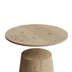 Round Dining Table for 4-6, Natural Wood Grain Dining Table with Cone Wood Pedestal Base, Rustic Minimalist Dining Table