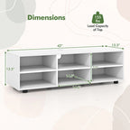 White TV Stand - 6-Cube Storage for Up to 50" TVs