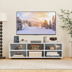White TV Stand - 6-Cube Storage for Up to 50" TVs