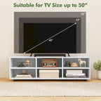 White TV Stand - 6-Cube Storage for Up to 50" TVs