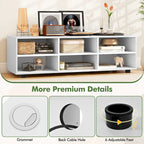 White TV Stand - 6-Cube Storage for Up to 50" TVs