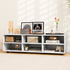 White TV Stand - 6-Cube Storage for Up to 50" TVs