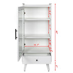 Modern Bathroom Storage Cabinet with Glass Door & Double Adjustable Shelves and Drawer