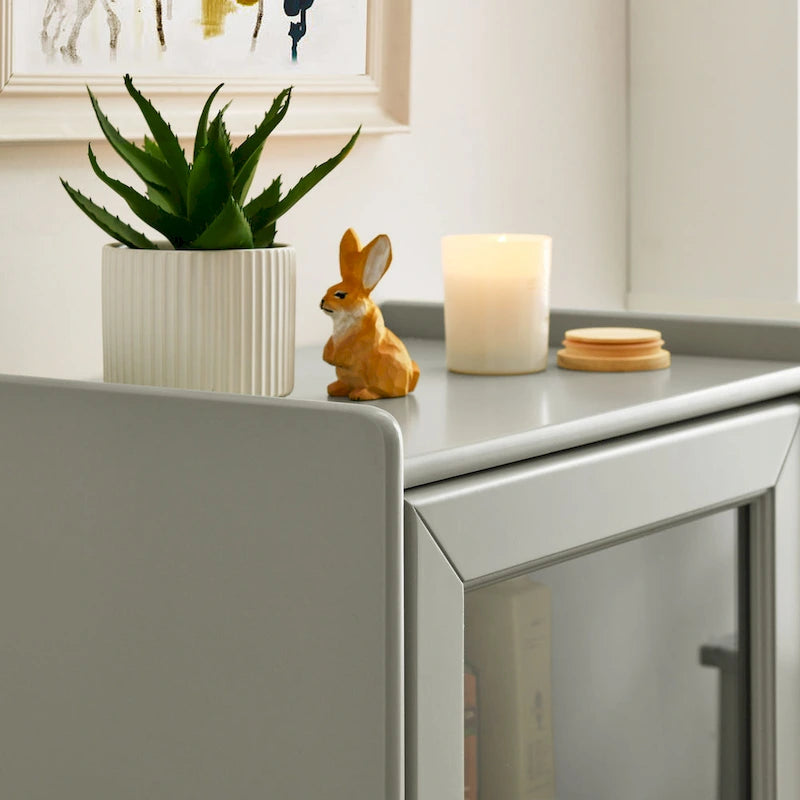 Modern Bathroom Storage Cabinet with Glass Door & Double Adjustable Shelves and Drawer