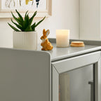 Modern Bathroom Storage Cabinet with Glass Door & Double Adjustable Shelves and Drawer