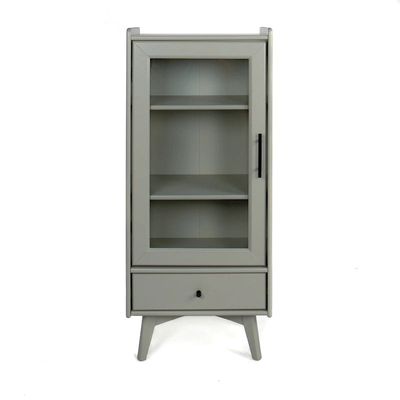 Modern Bathroom Storage Cabinet with Glass Door & Double Adjustable Shelves and Drawer