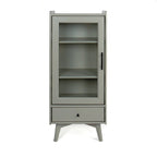 Modern Bathroom Storage Cabinet with Glass Door & Double Adjustable Shelves and Drawer