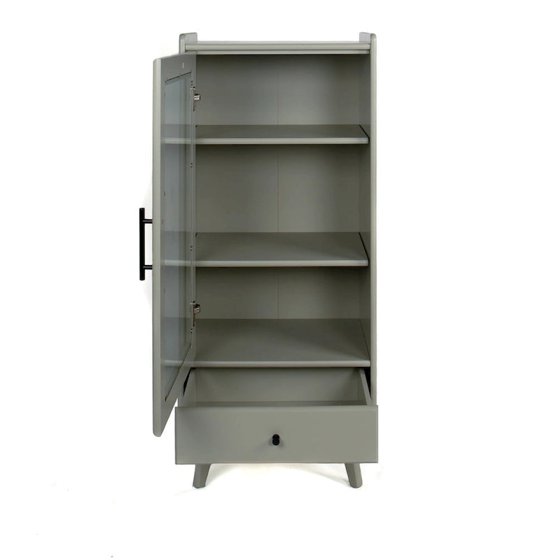 Modern Bathroom Storage Cabinet with Glass Door & Double Adjustable Shelves and Drawer