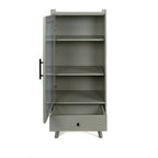 Modern Bathroom Storage Cabinet with Glass Door & Double Adjustable Shelves and Drawer